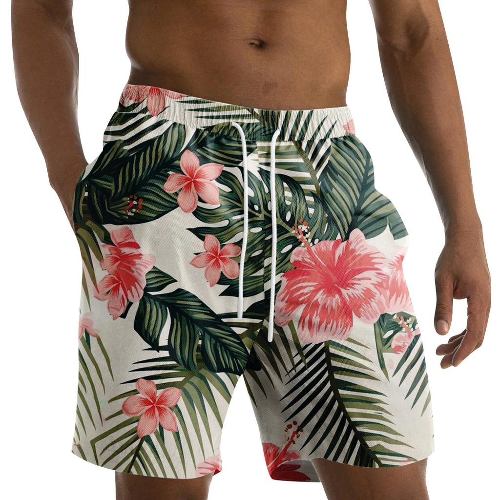 Мужские модные гавайские пляжные спортивные повседневные шорты с принтом и ремешками, брюки