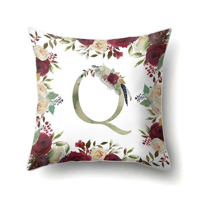 Полиэстеровая наволочка Американский Ретро Цветок Растение 26 Английских Букв Наволочка для Подушки Автомобильная Наволочка