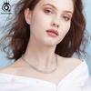 ORSA JEWELS Роскошное Серебряное Ожерелье-Цепь Тонкая 3/4 мм 'Теннисное' для Женщин Модное Круглое Ожерелье с Кубическим Цирконием Ювелирное Изделие SC74