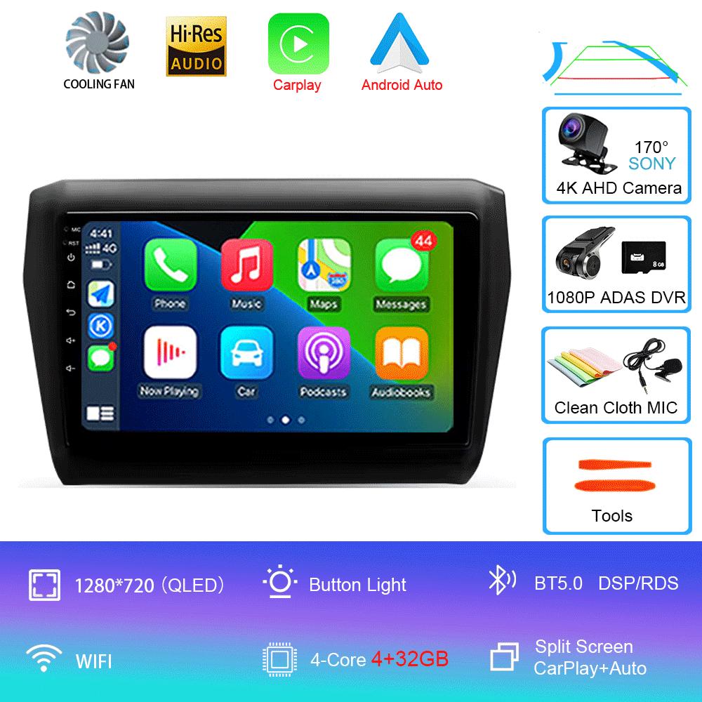 Для Suzuki Swift 2016 - 2020 Автомагнитола Android 14 Carplay Auto 2K Экран Мультимедийный плеер Авторадио GPS Стерео 2din Головное устройство