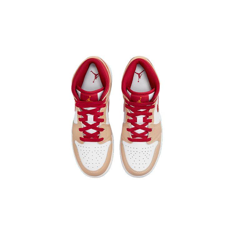 Air Jordan 1 Mid GS White Onyx Light Curry Cardinal Red 554725-201