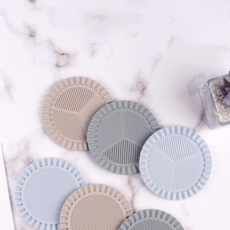 Круглые полосатые силиконовые подставки под чашки, кофейные чашки, кружки, простые теплоизоляционные, нескользящие коврики, для дома и декора, кухонная утварь
