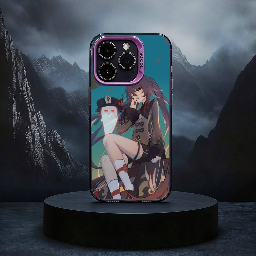 Genshin Impact Zhongli Hutao Black Candy silver phone case Phone Case For iPhone17,16,15,14,13,12,11 Plus,Pro Max
