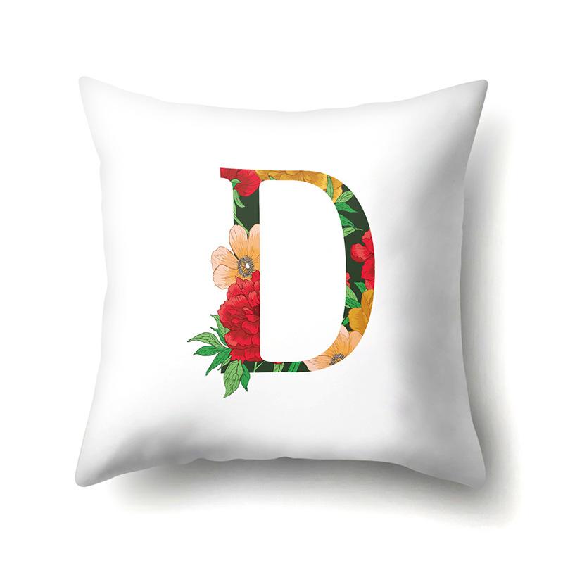 Полиэстеровая наволочка Акварельные цветы Принт для украшения автомобиля 26 английских букв Домашняя наволочка для подушки