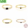 925 Sterling Silver Rings For Women Cute Snake Round Ring Black Zircon Gold Color Fine Jewelry Minimalist Gift Anillos