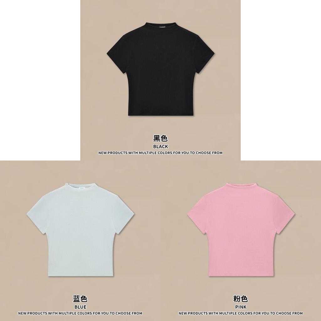 Streetwear Basic T Shirt With Small High Collar For Casual And Sports Use