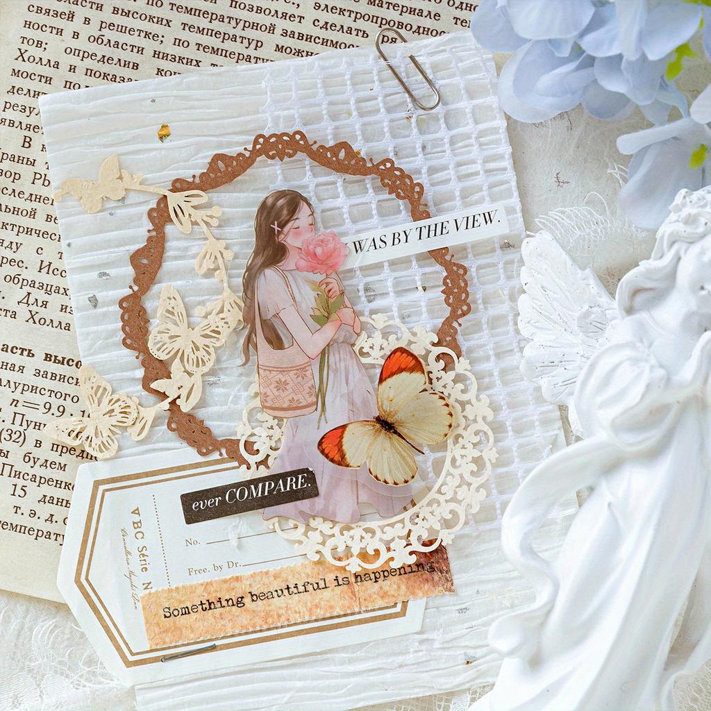 1 шт. Набор карточек с полыми рамками Серия «Шепот цветов» Легкий ретро солевая серия Венок бабочка материал для украшения блокнота бумага и карточка