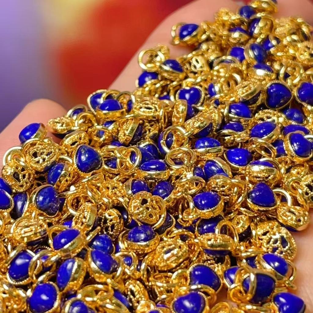 5Pcs, Natural Lapis Lazuli Energy Stone Pendants, Romantic Elegant Style Heart Gemstone Charms, for DIY Necklace Accessories, Jewelry Making Crafts