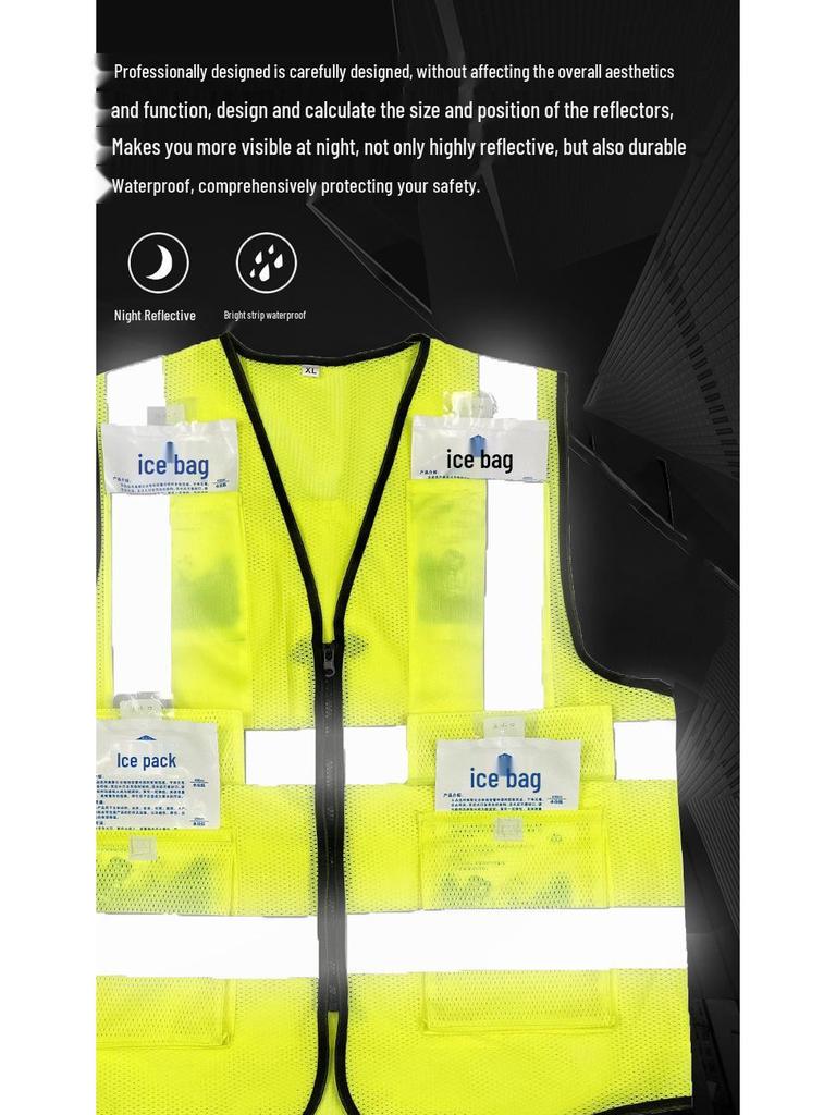 Дышащий светоотражающий сетчатый жилет с пакетом со льдом для лета