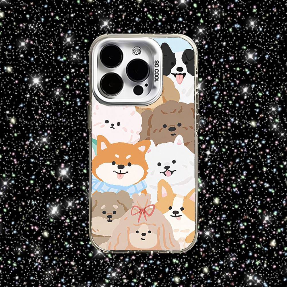 Чехол для телефона 'Счастливая собака', милый, для iPhone 16,15,14,13,12,11, Pro, XS, Max, Plus, Mini, SE, белый, конфетный, матовый, противоударный
