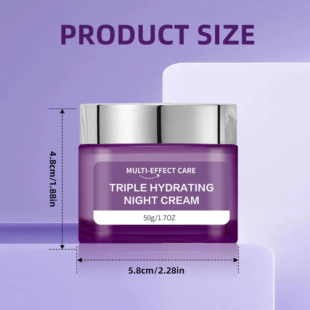 Triple Hydrating Night Cream 50G Deep Moisture and Skin Repair Essence Cream 24-Hour Long-Lasting Hydration Barrier Strengthening Treatment