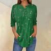 3/4 Length Sleeve Womens Tops Summer T-Shirts Floral Print V Neck Casual Basic Tee Button Shirts Tunic Tops