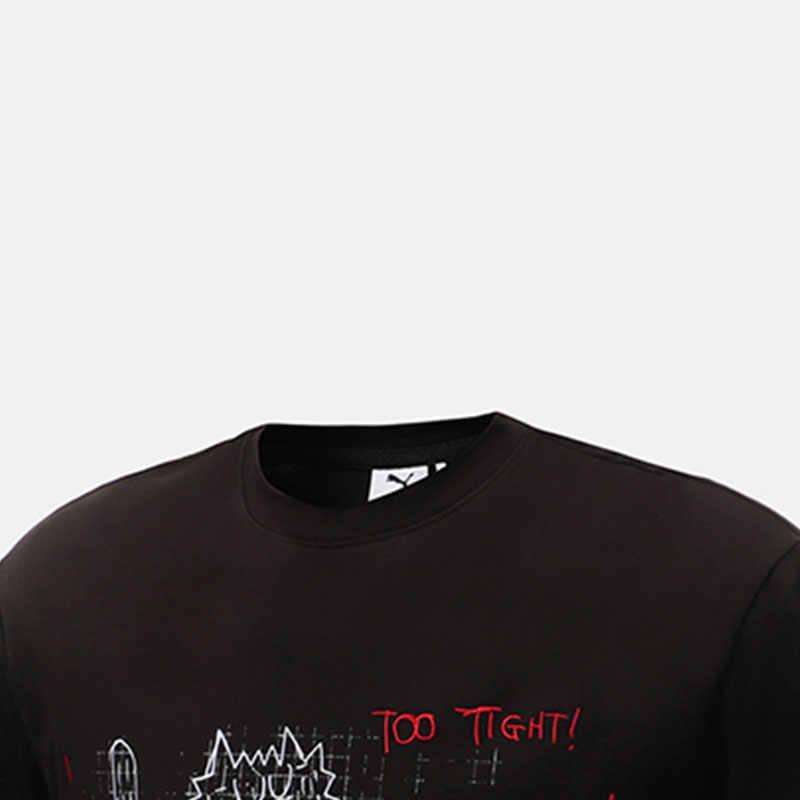 Puma X Michael Lau с мультяшным принтом в американском стиле ретро, ​​повседневная спортивная футболка с коротким рукавом и круглым вырезом, мужские топы с заниженными плечами, черные 531320-01