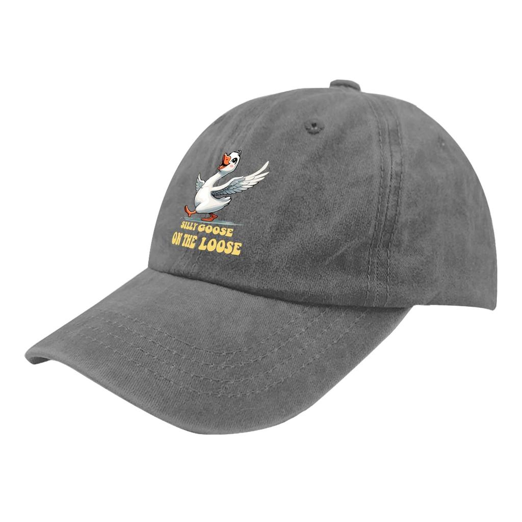 Funny Goose Silly Goose On The Loose Trucker Hat Unisexs Cap PigUnisext Black Baseball Hat Gifts for Son Baseball Cap