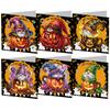 6Pcs Special Shape Halloween Pumpkin Gnome Diamond Handmade Card Rhinestone Painting Card Kit for Adults Holiday Friends Family
