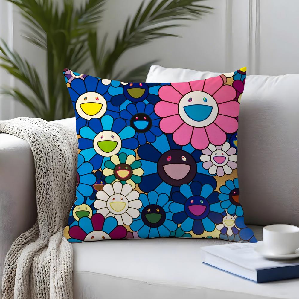 Brand TTakashi MMurakami Cushion Cover Plush Fabric Soft DoubleSided Printed Sofa Warm Winter Home Child Gift Pillow Case