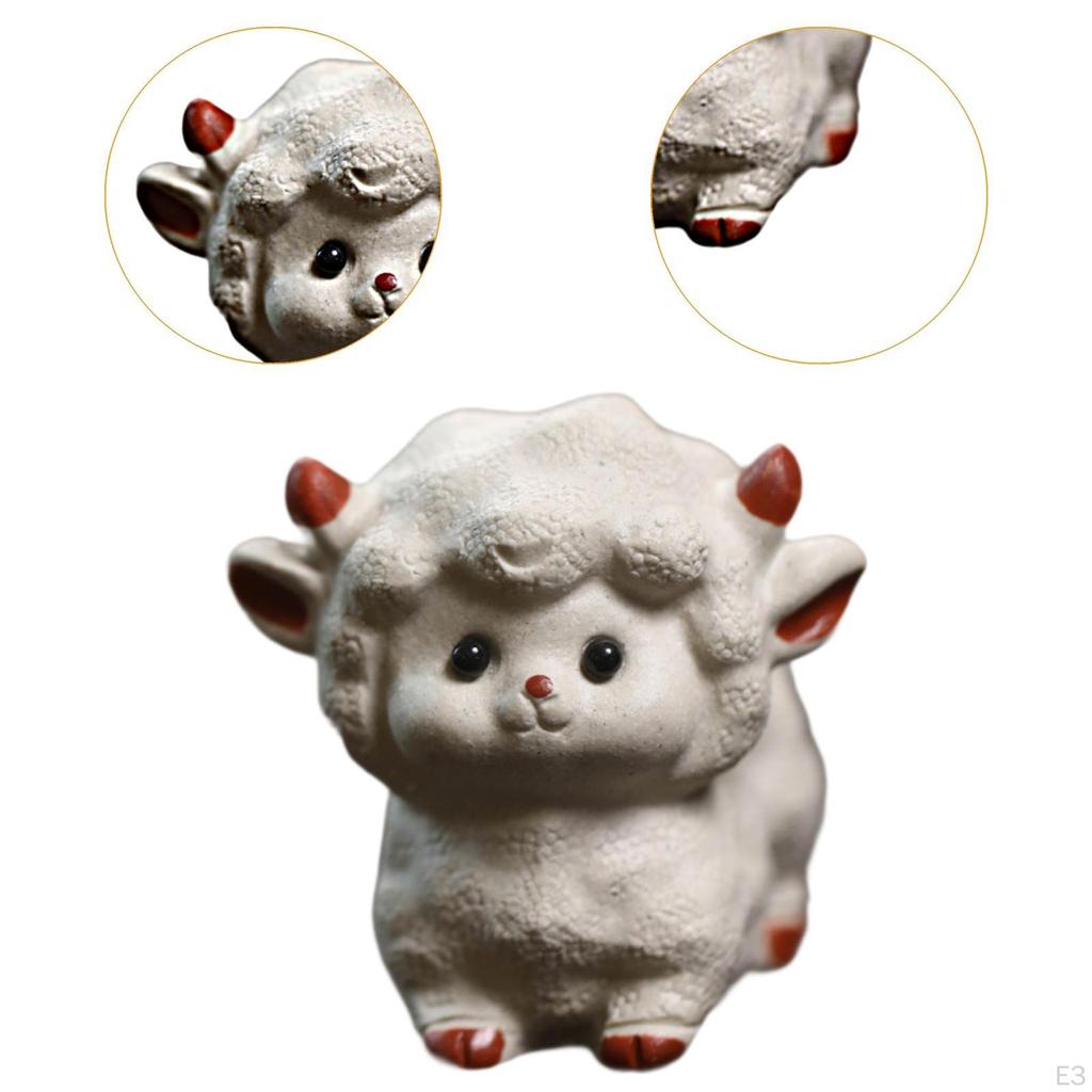 Purple Clay Tea Pet Small Sheep Statue Decoration Gift Miniature Figurine for