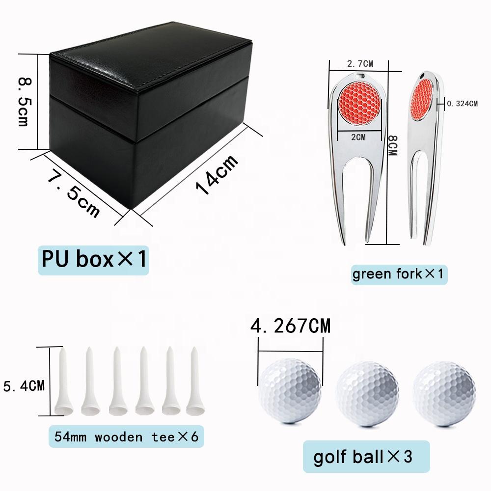 Luxury Leather Golf Gift Set, Custom High Quality Divot Tool, Golf Balls and Tees Storage Box, Premium Golf Souvenir Present