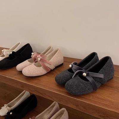 2025 весна новые французский темперамент бант внутренняя высота увеличение туфли Мэри Джейн женские универсальные однословные розовые легкие туфли-лодочки