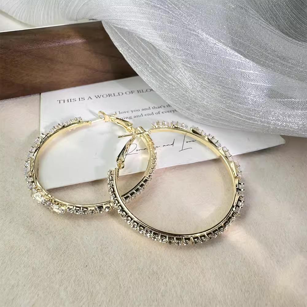 Серьги с геометрическим кругом из циркония Super Flash, женские преувеличенные серьги Niche Cold Wind Simple, универсальные серьги премиум-класса