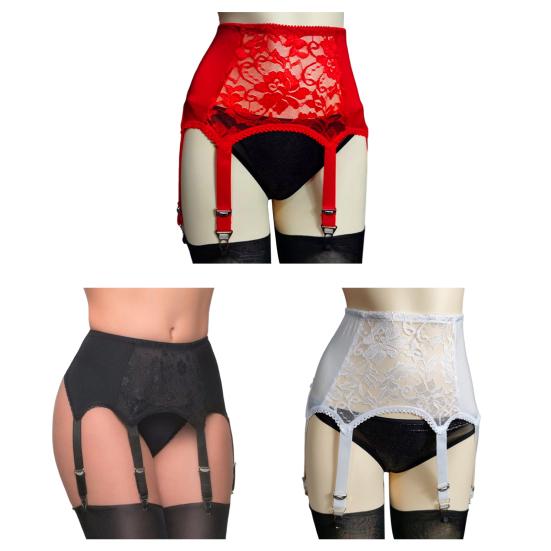 Женские подвязки с 6 лапками, прозрачные, кружевные, с цветочной вышивкой, с высокой талией, эластичные чулки для вечеринок и медового месяца