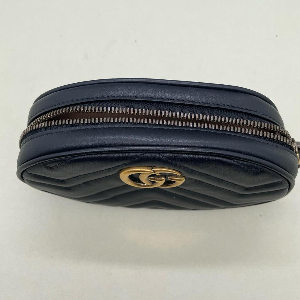 [Pre-Owned] Gucci Quilted Leather GG Marmont Matelassé Belt Bag 38/95 'Black' - Very Good #RBN239