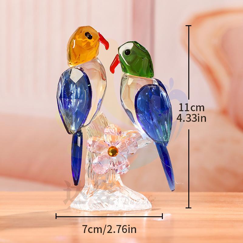Exquisite Crystal Parrot Figurine, Beautiful Crystal Craft, Crystal Decorative Ornament, Sunlight Catching Ornament Home Desktop Decor Birthday Gift