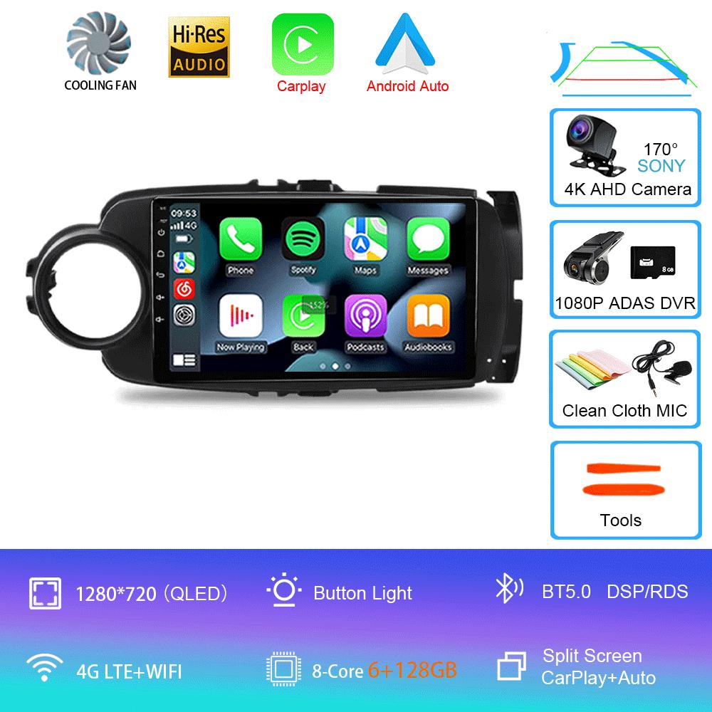 9inch Android 14 Car RadioFor Toyota Yaris 2012 - 2017 Multimedia Player Android Auto Wireless Carplay GPS 2Din DVD