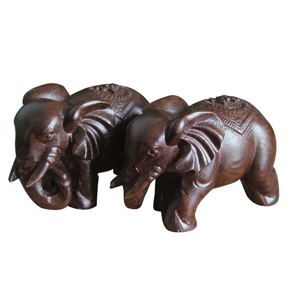 PCS Carved Home Decor Micro Landscape Elephant Statue Natural Wood Miniature Craft Animal Figurines
