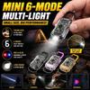 With Metal Hat Clip Mini LED Keychain 6 Modes Thumb Size Mini Keychain Flashlight  Outdoor
