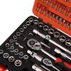 108-Piece Ratchet and Socket Set for Automotive Repair in Dedicated Tool Box