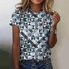Summer Geometric Pattern Women's T-Shirt Fashionable Casual Loose Round Neck Top Street Design Short Sleeve T-Shirt