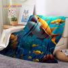3D Подводный мир Морское дно Дельфин Мультфильм Мягкое фланелевое одеяло для кровати спальни дивана пикника, плед для отдыха на открытом воздухе
