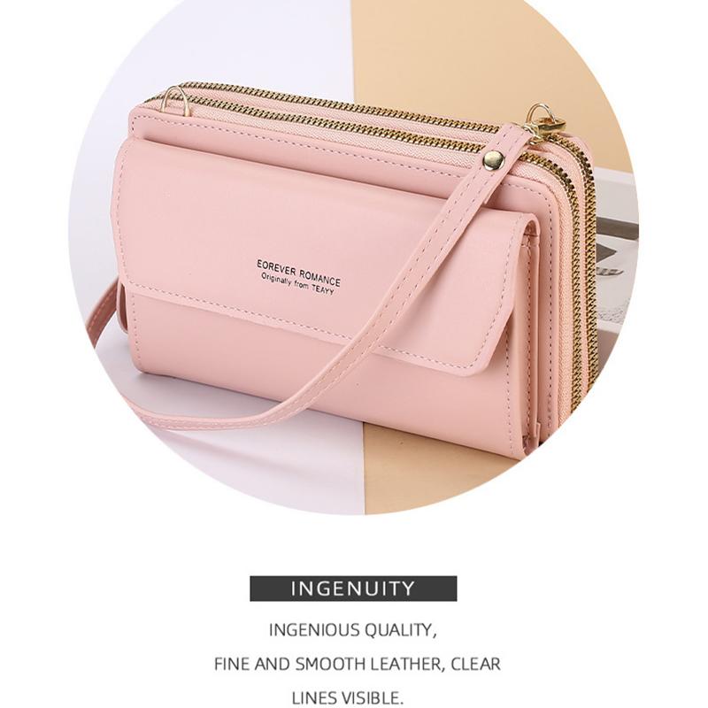 Женская сумка-мессенджер, большая вместительная сумка для мобильного телефона, модная сумка на плечо с двойной молнией, сумка для мобильного телефона