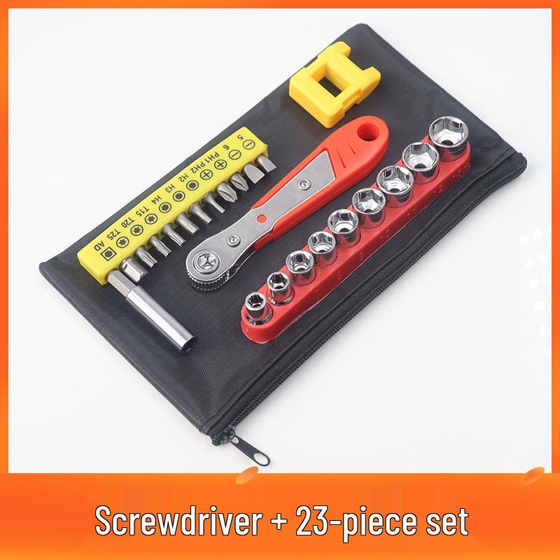 36-Tooth Ratchet Screwdriver and Bit Socket Set with L-Shaped Wrench for Household Repairs
