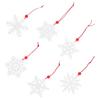 6Pcs Christmas Hanging Snowflake Ornaments Wooden Snowflake Pendant Decoration Xmas Tree Hanging Pendant Festive Accent