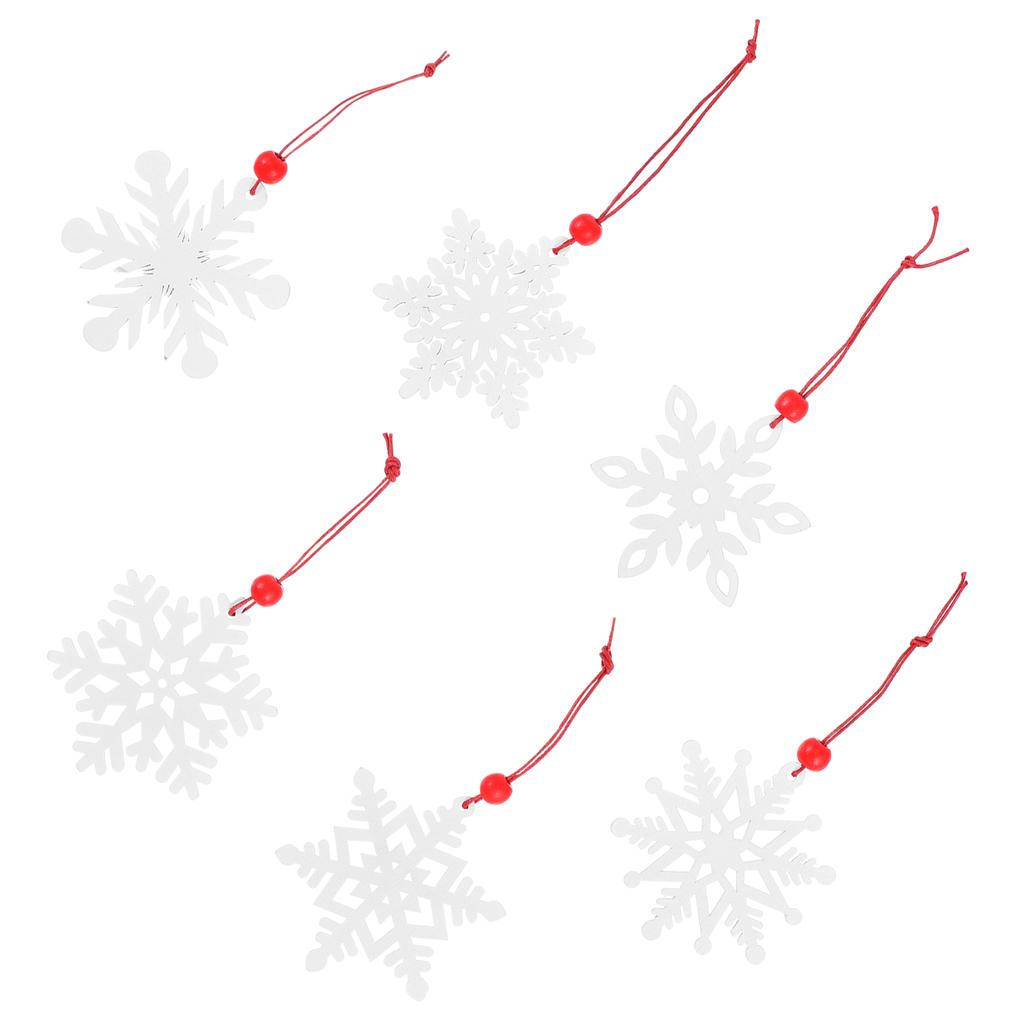 6Pcs Christmas Hanging Snowflake Ornaments Wooden Snowflake Pendant Decoration Xmas Tree Hanging Pendant Festive Accent