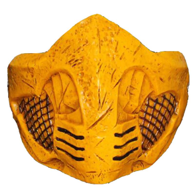 Новая латексная маска Скорпиона на пол-лица из Mortal Kombat 11 для костюма для косплея на Хэллоуин