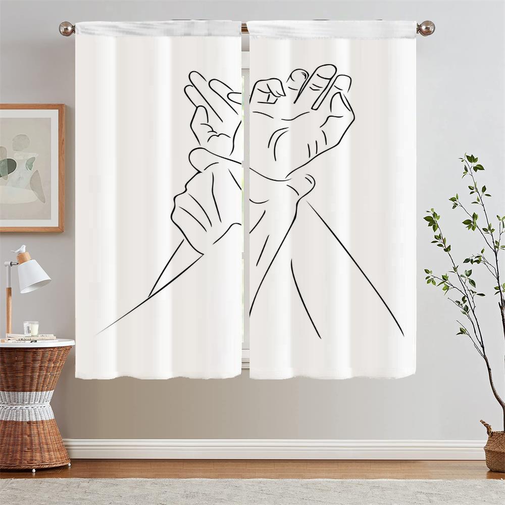 Line Love Pink Curtains for Living Room Bathroom Curtains Tiebacks Bedroom Curtains 2 Pieces Window Blinds Blind Tentacles Curls
