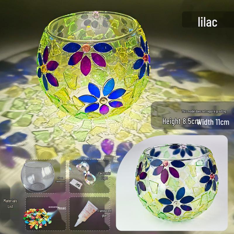 Набор для изготовления подсвечника из стеклянной мозаики: Развивающая игрушка ручной работы для родителей и детей на День защиты детей