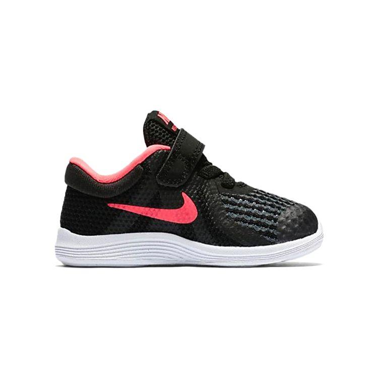 Nike Revolution 4 Round Toe Slip Resistant Shock Absorbing Durable Breathable Low Top Walking Shoes Baby Shoes Black Red 943308-004