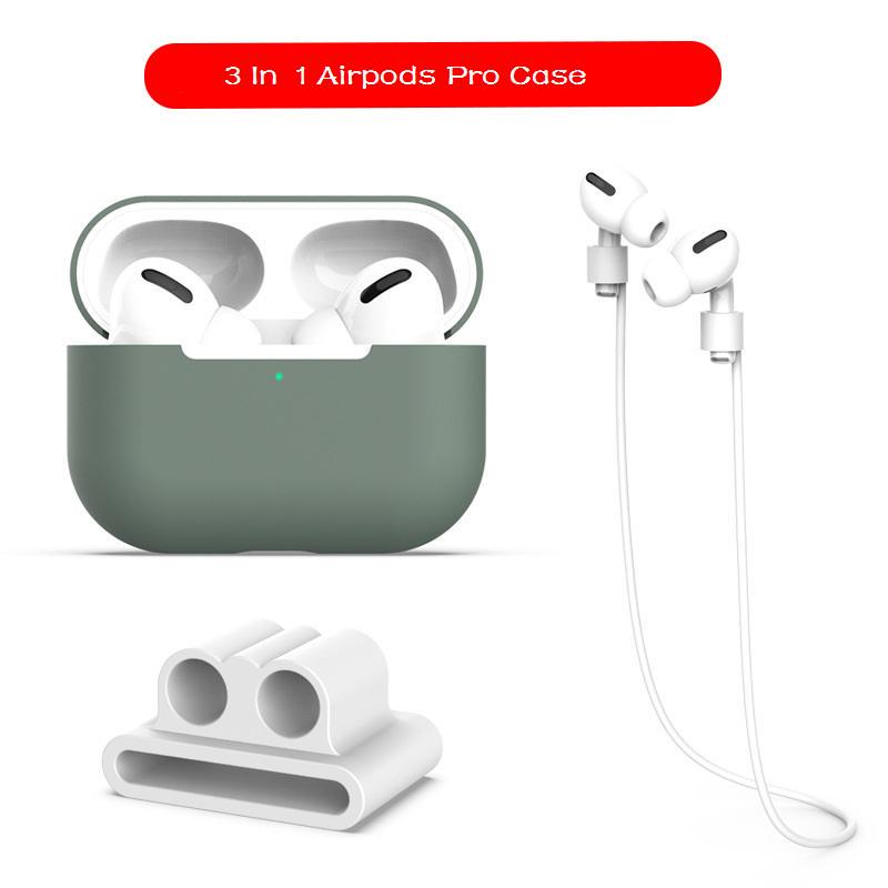 Мягкий силиконовый защитный чехол 3 в 1 для Airpods 3 (2021) / Airpods Pro 2 / Airpods Pro Чехол для наушников с анти-потерянным ремешком для Airpods Pro