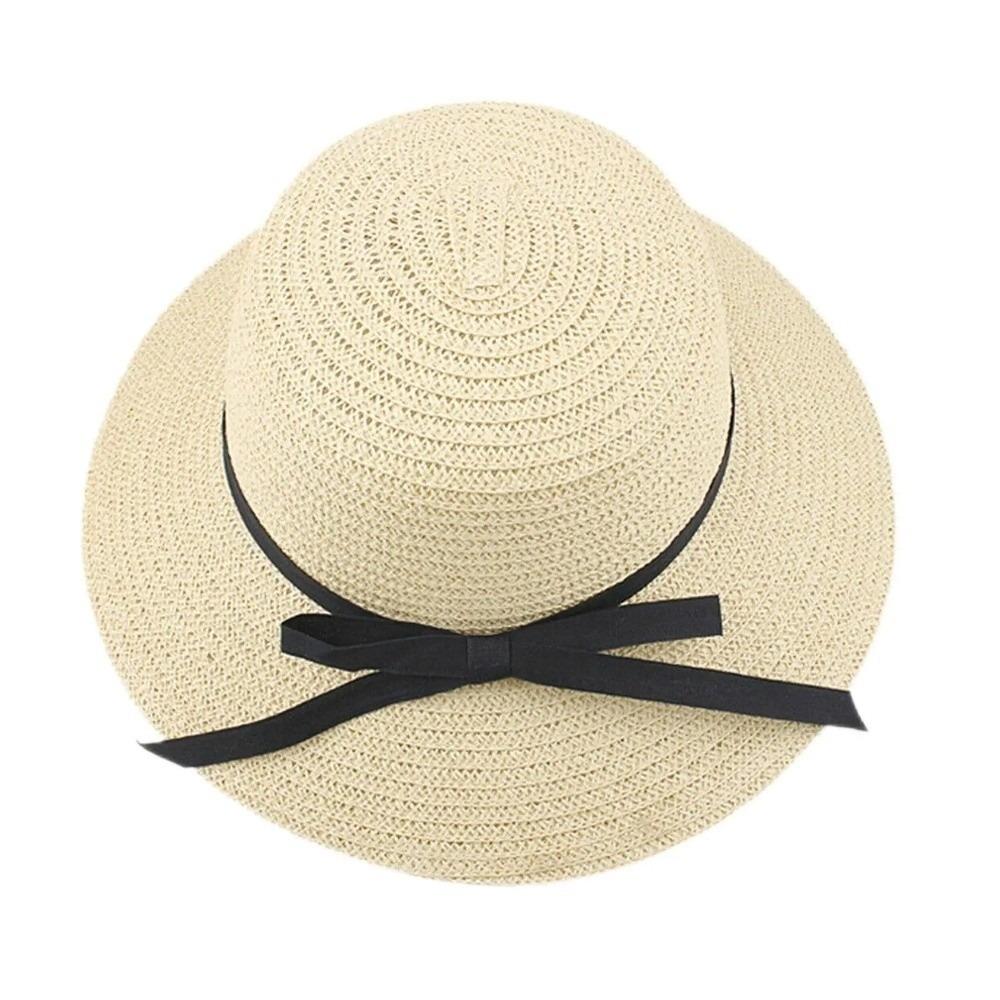 Wide Brim Straw Weave Sun Hat Bow Fisherman Hat Fashion Sunscreen Bucket Hat Outdoor