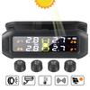 Solar Car TPMS Tire Pressure Monitoring System With 4 External Sensors Temperature Warning Fuel Save