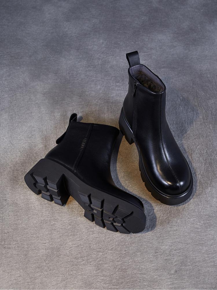 Johnature Короткие ботинки из натуральной кожи с толстой подошвой и шерстяной подкладкой, женские теплые зимние хлопковые ботинки