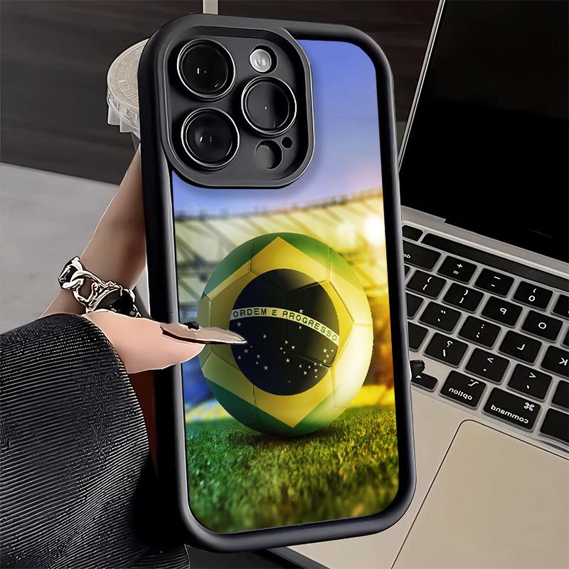 Чехол для телефона iPhone 17 Air 16E 15 16 Pro Max Бразилия Бразильский флаг Чехол 14 Plus 13 12 Mini Мягкий силиконовый Fundas