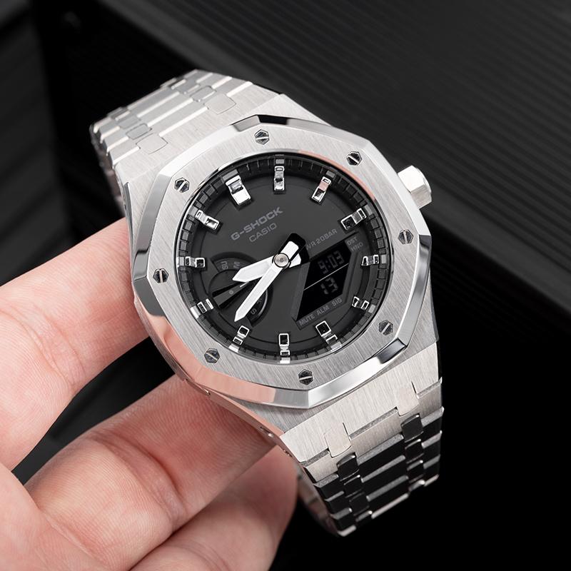 Casio Унисекс Жидкокристаллический/Аналоговый Двойной Дисплей Серия 44,5 мм Черные Часы GA-2100-1A1(Команда788--)