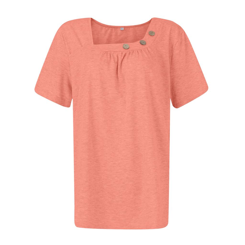 Летние топы для женщин, однотонные женские топы с круглым вырезом и короткими рукавами, удобные женские топы, футболки