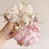 1pc Rose Flower Bow Lace Edge Large Intestine Hair Ring, Spring Elegant Flower Head Rope, High-end Ponytail Delicate Head Rope