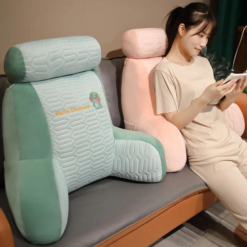 Soft Latex Pillow Headboard Cushion for Bed and Sofa Waist Lumbar Support Pillow with Extended Back Rest Breathable Cover